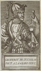 Lusignan'lı Geoffrey, Yafa ve Ascalon Kontu, Vouvant Lordu ve Montcontour ve Soubise'li Mervent, 'Şanlı Adamların Portreleri ve Yaşamları'ndan bir çizim, 1584