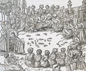Türkler ve Araplar Arasında Buluşma, Fas, Evrensel Kozmolojiden gravür, Andre Thevet (1504-1592), Paris by Andre Thevet