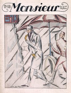 Yağmurluklu adam, 'Monsieur' dergisinin ön kapağı, sayı 24, pub. Aralık 1921 (pochoir baskısı) by Andre de Roux