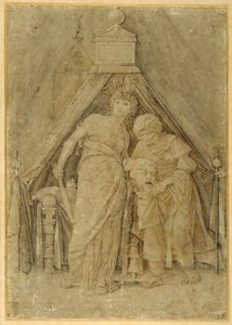 Judith, Holofernes kafalı, Mantegna'dan sonra (kalem ve kahverengi mürekkepli kahverengi mürekkep) by Andrea (follower of) Mantegna