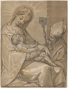 Madonna ve Piskoposlu Çocuk, 1591. by Andrea Andreani