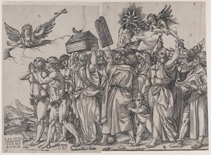 Bölüm A: Sol üstte haç tutan bir melek, aşağıda Adem ve Havva, The Triumph of..., 1836.