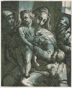 Aziz John ile Bakire ve Çocuk, Sienalı Aziz Catherine ve Aziz Francis, 1585. by Andrea Andreani