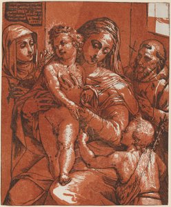 Azizler eşliğinde Madonna ve Çocuk by Andrea Andreani after Jacopo Ligozzi