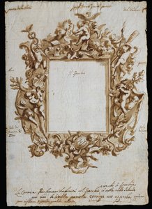 Alegorik çerçeve için ortogonal çizim, yaklaşık 1700, Andrea Brustolon (1662-1732), beyaz kağıt üzerine suluboya kalemi, İtalya by Andrea Brustolon