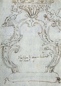 Sandalye arkası için eskiz, yaklaşık 1715, Andrea Brustolon (1662-1732), beyaz kağıt üzerine kurşun kalem ve tükenmez kalem, İtalya by Andrea Brustolon