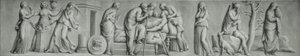 A grisaille panel, depicting the scene of the death of Meleager