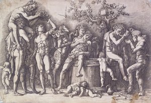 Şarap Presli Bir Bacchanal, c. 1475 by Andrea Mantegna