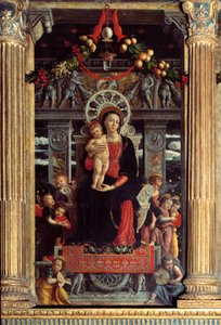 San Zeno sunağı: orta panel “” Dokuz Melekli Bir Çocuk Madonna”” Resim Andrea Mantegna (1431-1506) 1457-1459 Verone, Basilica di San Zeno, İtalya by Andrea Mantegna