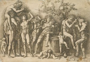 Şarap Tekneli Bacchanal, c.1470-90 (gravür ve kuru nokta) by Andrea Mantegna