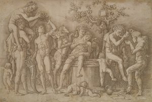 Şarap fıçısı ile Bacchanal, 1470-90 by Andrea Mantegna