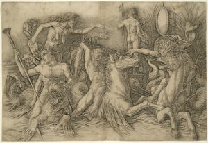 Deniz Tanrıları Savaşı, Bir Frizin Sol Yarısı by Andrea Mantegna