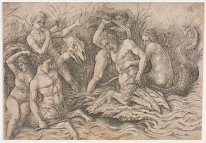 Deniz Tanrıları Savaşı - sağ kısım, c. 1485-88. by Andrea Mantegna