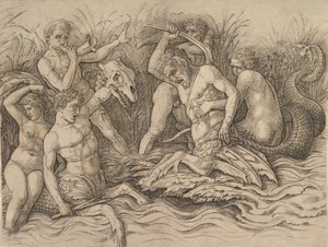 Deniz Tanrıları Savaşı Bir frizin sağ kısmı, yak. 1485-88. by Andrea Mantegna