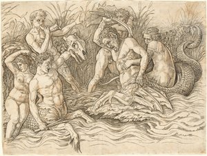 Deniz Tanrıları Savaşı [sağ yarı] by Andrea Mantegna