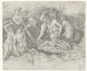 Sırtlarında nereidler olan tritonlar arasında savaş Deniz Tanrıları Savaşı by Andrea Mantegna