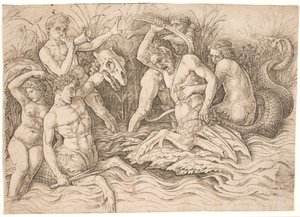 Deniz Tanrıları Savaşı, sağ yarı by Andrea Mantegna