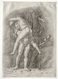 Herkül ve Antaeus, 1400'ler. by Andrea Mantegna