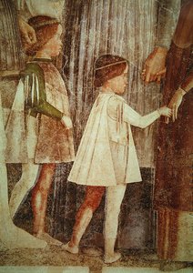 Babası Marchese Ludovico Gonzaga III ve kardeşleri tarafından karşılanan Kardinal Francesco Gonzaga