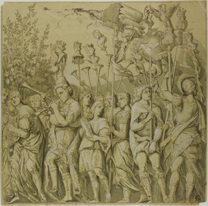 Julius Caesar'ın Zaferleri: Tuval No. VII by Andrea Mantegna