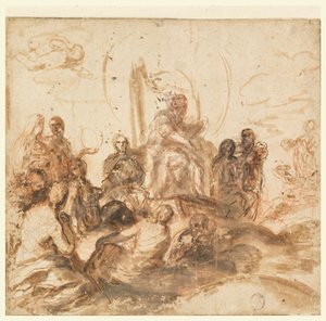 İlahi Bilgelik Alegorisi için Tasarım, Resepsiyon Odası, Palazzo Barberini, Roma, İtalya by Andrea Sacchi