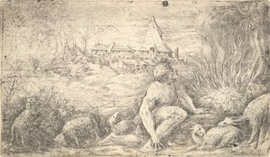Musa ve yanan çalı, ca. 1544-47. by Andrea Schiavone