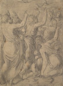 Musa, bıldırcınları İsraillilere bıldırcın ve manna mucizesini gösterirken, M.Ö. 1545.
