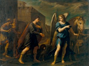 Tobias Başmelek Raphael ile Buluşuyor (Tobias Başmelek Raphael ile Buluşuyor) - Resim Andrea Vaccaro (1604-1670), tuval üzerine yağlıboya (198.5x262 cm), yaklaşık 1640, 17. yüzyıl İtalyan sanatı, Barok sanat - Museu Nacional d