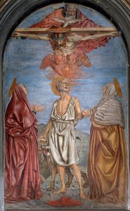 Tanrı, İsa Mesih ve Kutsal Ruh (Kutsal Ruh) ile Kutsal Üçlü Fresk, Andrea del Castagno (yaklaşık 1421-1457) Dim 296x180 cm Basilica della Santissima Annunziata, Floransa by Andrea del Castagno