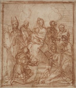 Enthroned Madonna, Çocuk ve sekiz aziz Kompozisyon çalışması, 1528 by Andrea del Sarto