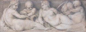 Klasik tarzdaki figürlerle sahne by Andrea del Sarto