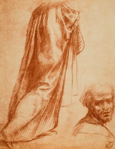 Perdelik ve erkek portre çalışması; Andrea del Sarto