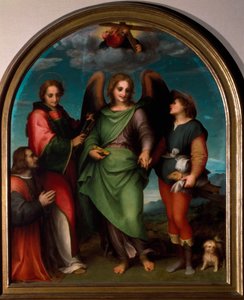 Başmelek Raphael, Saint Leonard, Tobie ve Sponsor Diz Çökmüş (Resim
