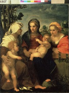 ""Aziz Catherine, Aziz Elizabeth ve Vaftizci Yahya ile Bakire ve Çocuk"" (Aziz Catherine, Elisabeth ve Vaftizci Yahya ile Bakire ve Çocuk) Andrea d