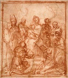 "Madonna ve Çocuk, Sekiz Aziz ile Tahtta" (Çocuk ve sekiz azizli Tahttaki Madonna (Kompozisyon çalışması)) Andrea del Sarto
