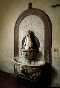 Vaftiz yazı tipleri. Heykel by Andrea del Verrocchio