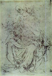Bir Madonna ve Çocuğun Çalışması (kağıt üzerinde tebeşir) by Andrea del Verrocchio