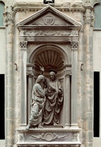 Andrea di Francesco di Cione dit il Verrocchio (1435-1488) Floransa, Chiesa di Orsanmichele tarafından yapılan St. Thomas Bronz heykelinin inanılmazlığı