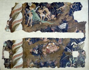 Ölümün Zaferi, cehennemi tasvir eden parçaların detayı, 1348 fresk
