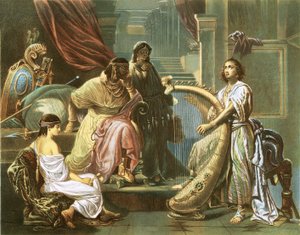 David, Saul için arp çalıyor by Andreas Cellarius