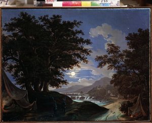 Ruslan ve Lyudmila operası için sahne tasarımı M Glinka tarafından - Resim Andreas Leonhard Roller (1805-1891), tuval üzerine yağlı boya by Andreas Leonhard Roller