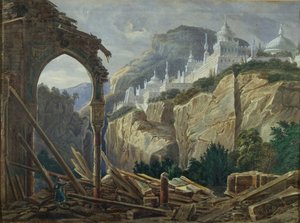 Ruslan ve Lyudmila operası için sahne tasarımı, M. Glinka, 1842