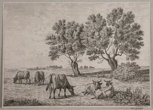 Sığır otlayan manzara by Andreas Peter Madsen