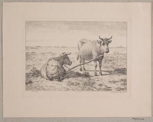 Birbirine bağlı iki inek by Andreas Peter Madsen