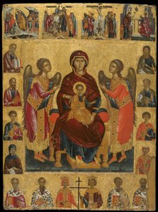 Bakire ve Çocuk Enthroned ile Bileşik Simge (panelde yumurta tempera ve altın varak) by Andreas Rico