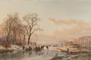 Maas Nehri yakınında Donmuş Bir Kanal Maas yakınlarında donmuş bir su yolu by Andreas Schelfhout