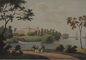 Ana Gatchina sarayının görünümü, 1821