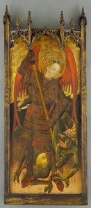 Aziz Michael Ejderha ile savaşıyor, c.1400 (panelde tempera) by Andres Marcal de Sas