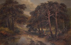 Bluebells arasında (tuval üzerine yağlı boya) by Andrew Brandish Holte