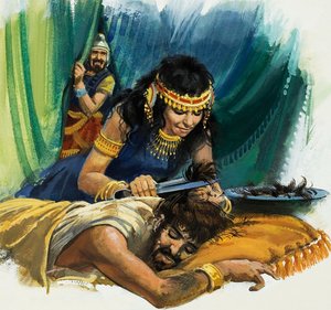 Samson ve Delilah (kağıt üzerine guaj)